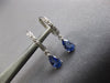 1.01CT DIAMOND & AAA SAPPHIRE 14K WHITE GOLD PEAR SHAPE & ROUND HANGING EARRINGS