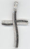 LARGE 1.01CT WHITE & BLACK DIAMOND 14KT WHITE GOLD DOUBLE CROSS FLOATING PENDANT