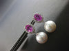 2.35CT DIAMOND & AAA PINK SAPPHIRE & SOUTH SEA PEARL 18K WHITE GOLD 3D EARRINGS
