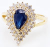 1.80CT DIAMOND & AAA SAPPHIRE 14KT YELLOW GOLD 3D DOUBLE HALO CLASSIC FUN RING