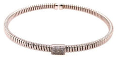 ESTATE .13CT DIAMOND 18KT WHITE GOLD 3D SQUARE PAVE SNAKE CUFF BANGLE BRACELET