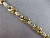 .75CT DIAMOND 14KT 2 TONE GOLD 3D 3 STONE PAST PRESENT FUTURE XO TENNIS BRACELET