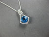 1.92CT DIAMOND & AAA BLUE TOPAZ 14KT WHITE GOLD CUSHION & ROUND FLOATING PENDANT
