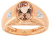2.64CT DIAMOND & AAA MORAGNITE 14KT ROSE GOLD OVAL ROUND BEZEL 3 STONE MENS RING
