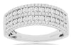 WIDE .75CT DIAMOND 14KT WHITE GOLD 3D MULTI ROW CHANNEL PRONG ANNIVERSARY RING