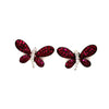 ESTATE .66CT DIAMOND & AAA RUBY 18KT WHITE GOLD 3D BUTTERFLY LOVE EARRINGS