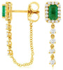 .96CT DIAMOND & AAA EMERALD 14KT YELLOW GOLD BAGUETTE BY THE YARD FUN EARRINGS
