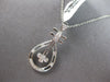 ESTATE .14CT DIAMOND 18KT WHITE GOLD 3D ROUND FLOWER TEAR DROP FLOATING PENDANT