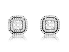 0.30CT DIAMOND 14KT WHITE GOLD CLASSIC DOUBLE HALO ROUND SQUARE JACKET EARRINGS