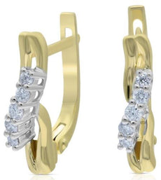 .23CT DIAMOND 14KT 2 TONE GOLD ROUND CRISS CROSS 5 STONE X LOVE HANGING EARRINGS