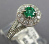 .77CT DIAMOND & AAA EMERALD 18KT WHITE GOLD ROUND HALO FILIGREE FLOWER FUN RING