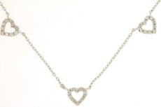 ESTATE .15CT DIAMOND 14KT WHITE GOLD 3D CLASSIC MULTI HEART BY THE YARD NECKLACE