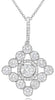 1.30CT DIAMOND 18K WHITE GOLD 3D FLOWER SQUARE SOLITAIRE GEOMETRICAL FUN PENDANT