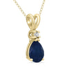 .28CT DIAMOND & AAA SAPPHIRE 14K YELLOW GOLD PEAR SHAPE & ROUND FLOATING PENDANT