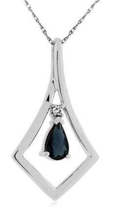 .55CT DIAMOND & AAA SAPPHIRE 14KT WHITE GOLD PEAR SHAPE & ROUND FLOATING PENDANT