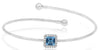 .77CT DIAMOND & AAA BLUE TOPAZ 14KT WHITE GOLD PRINCESS & ROUND BANGLE BRACELET