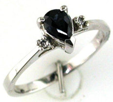 .53CT DIAMOND & AAA SAPPHIRE 14KT WHITE GOLD PEAR SHAPE & ROUND FRIENDSHIP RING