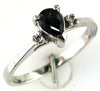.53CT DIAMOND & AAA SAPPHIRE 14KT WHITE GOLD PEAR SHAPE & ROUND FRIENDSHIP RING
