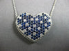 LARGE 3.0CT DIAMOND & AAA SAPPHIRE 14K WHITE GOLD 3D HEART LOVE FLOATING PENDANT