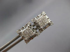 ESTATE .95CT DIAMOND 14KT WHITE GOLD 3D ROUND BAGUETTE & PRINCESS STUD EARRINGS