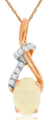 .56CT DIAMOND & AAA OPAL 14KT ROSE GOLD OVAL & ROUND LOVE KNOT TEAR DROP PENDANT