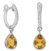 1.61CT DIAMOND & AAA CITRINE 14K YELLOW GOLD PEAR SHAPE & ROUND HANGING EARRINGS