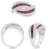 WIDE 1.73CT DIAMOND & AAA RUBY 14KT WHITE GOLD 3D ROUND MULTI ROW INFINITY RING