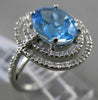 ESTATE 3.44CT DIAMOND & AAA BLUE TOPAZ 14KT WHITE GOLD DOUBLE HALO FUN RING