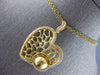 EXTRA LARGE .95CT DIAMOND 18KT YELLOW GOLD FILIGREE HEART LOVE FLOATING PENDANT