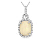3.15CT DIAMOND & AAA OPAL 14KT WHITE GOLD 3D CUSHION & ROUND SQUARE HALO PENDANT