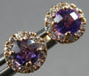 .68CT DIAMOND & AAA AMETHYST 14KT ROSE GOLD 3D ROUND HALO FLOWER STUD EARRINGS