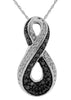 ESTATE .35CT WHITE & BLACK DIAMOND 14KT WHITE GOLD 3D INFINITY LOVE PENDANT