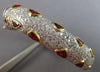 12.99CT DIAMOND & AAA RUBY 18K 2 TONE GOLD TRILLION & ROUND CUFF BANGLE BRACELET
