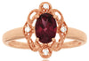 1.04CT DIAMOND & AAA RHODOLITE 14K ROSE GOLD OVAL & ROUND OPEN FILIGREE FUN RING