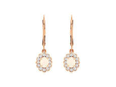 .73CT DIAMOND & AAA OPAL 14KT ROSE GOLD OVAL & ROUND LEVERBACK HANGING EARRINGS