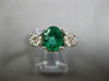 1.69CT DIAMOND & AAA EMERALD 14KT WHITE GOLD OVAL & ROUND ENGAGEMENT RING #27583