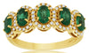 Estate 1.35Ct Diamond & AAA Emerald 14Kt Yellow Gold Oval & Round Halo Anniversary Ring