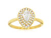 .67CT DIAMOND 14KT YELLOW GOLD 3D PEAR SHAPE & ROUND DOUBLE HALO ENGAGEMENT RING