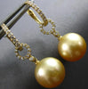 .29CT DIAMOND & AAA GOLDEN SOUTH SEA PEARL 18KT YELLOW GOLD 3D HANGING EARRINGS