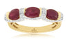 2.32CT DIAMOND & AAA RUBY 14KT YELLOW GOLD OVAL & ROUND 3 STONE ANNIVERSARY RING
