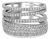 LARGE .80CT DIAMOND 18KT WHITE GOLD 3D MULTI ROW SEMI ETERNITY ANNIVERSARY RING