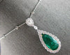 CERTIFIED LARGE 11.68CT DIAMOND & AAA COLUMBIAN EMERALD 18KT WHITE GOLD PENDANT
