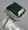 LARGE 5.75CT DIAMOND & AAA GREEN TOURMALINE 14KT WHITE GOLD HALO ENGAGEMENT RING
