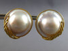 EXTRA LARGE .04CT DIAMOND & AAA MABE PEARL 18KT YELLOW GOLD 3D CLIP ON EARRINGS