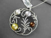 ESTATE LARGE 1.30CT DIAMOND & MULTI COLOR PEARL 18K WHITE GOLD FLOATING PENDANT
