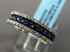 ESTATE .86CT DIAMOND & SAPPHIRE 14KT WHITE GOLD 3 ROW WEDDING ANNIVERSARY RING
