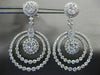 ESTATE LARGE 4.03 DIAMOND 14KT WHITE GOLD 3D CIRCULAR FLOWER HANGING EARRINGS