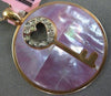 LARGE .10CT DIAMOND & AAA PURPLE MOTHER OF PEARL 14KT ROSE GOLD HEART PENDANT