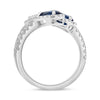 LARGE 1.65CT DIAMOND & AAA SAPPHIRE 18K WHITE GOLD MULTI SHAPE MULTI FLOWER RING