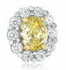 2.44CT WHITE & FANCY YELLOW DIAMOND 18KT TWO TONE GOLD FLOWER HALO STUD EARRINGS